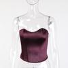 A22619 Roupa Feminina Europeia e Americana Verão 2022 Top Regata Corset Espinha de Peixe Peça de Sobrepor Tendência Pode Ser Usado por Fora