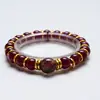 [Tejido de Sueños Rojo Dorado] Pulsera de Cristal Rojo Natural con Pegamento Rojo para Mujer La Más Fácil de Combinar Pulsera de Ágata Roja Sangre de Paloma de Cristal Lote