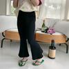 Pantalones de verano Aimo Beibei estilo coreano para niñas, pantalones finos ajustados, pantalones acampanados de algodón slub suave para niños
