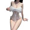 Ropa interior sexy encaje blanco lazo tirante perspectiva femenino sexy puro volantes mameluco al por mayor generación