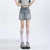 Falda de Mezclilla de Cintura Alta Estilo Chica Caliente para Mujer, Delgada, Retro, Anti-Exposición, Aspecto Adelgazante, Falda Corta de Corte A que se Ajusta a la Cadera