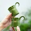 Juego de Tazas de Café con Mandarina Verde Espolvoreada con Oro Taza de Latte Cerámica Taza de Espresso de Alto Valor Par de Tazas Chinas Caja de Regalo