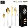 Cubiertos de Acero Inoxidable Transfronterizo de Amazon Cuchillo y Tenedor 1010 Cuchillo, Tenedor y Cuchara de Estilo Occidental Juego de 24 Piezas Cuchillo y Tenedor para Carne Caja de Regalo