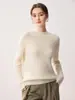 Suéter de tricô 100% caxemira pura, gola semi-alta, ponto arroz, manga raglan, feminino, ready-to-wear, camada base de caxemira
