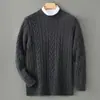 Bai Cai Rong Ropa Casual de Negocios para Hombre Tejido de Lana Pura Cuello Redondo Jacquard Engrosado Suéter Cálido Top Versátil