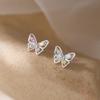 Aretes de Mariposa Qimeng para Mujer, Aretes de Circonita de Color Dulce, Pequeños y Exquisitos, de Alta Gama, Verano, Combinan con Todo, Joyería Simple para la Oreja
