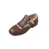 Brock Shoes 2025 Primavera Novo Sapato de Camada Única Feminino Bico Redondo Esculpido Corte Profundo Sapato Baixo Combinando Cores Sapato Britânico de Couro