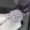 Suministro de Comercio Electrónico Transfronterizo Anillo de Diamante Zircón Zafiro Azul con Engaste de Cobre en Forma de Corazón Ovalado con Forma de Flor Compromiso Joyería para Mujer