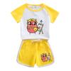 Traje de verano 2023 para niños y niñas con dibujos animados de Egg Party, pantalones cortos de algodón de manga corta y finos, conjunto de dos piezas