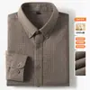 Elegante y fácil de cuidar 100% algodón de fibra larga de Xinjiang para hombre, cepillado, manga larga, casual de negocios, a cuadros.