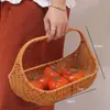 Recuerdos de Boda Cesta de Flores Ovalada Tejida a Mano Cesta de Frutas Ovalada Cesta de Regalo para Huevos Tejida a Mano