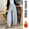 Pantalones tipo linterna azul marino para mujer, nuevo estilo 2026, pantalones de pierna ancha con caída fluida, adecuados para primavera y otoño, diseñados para hacer que las figuras menudas parezcan más delgadas, y son cropped hasta el tobillo