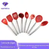Fabricante Personalizado Conjunto de Cozinha de Silicone com 8 Peças Cabo de Aço Inoxidável Conjunto de Utensílios de Cozinha de Silicone Espátula de Cozinha Colher Espátula de Silicone para Cozinha