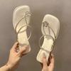 Ropa Exterior de Verano para Mujer con Falda y Pantuflas 2025 Nuevas Sandalias de Verano con Pedrería Sandalias Francesas de Tacón Grueso y Hermosas de Tacón Alto