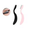 Ferramentas de Maquiagem de Beleza Preto Rosa Cabo Curvado Agulha de Aço Pente para Sobrancelha Cabo de Plástico Dobrável Pente para Sobrancelha Agulha de Aço Pente para Cílios