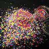 Polvo de purpurina PET hexagonal fluorescente mate resistente, mezcla de colores, para esmalte de uñas, lentejuelas, maquillaje, botella de pegamento con gotas
