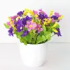 Juego de Flores Artificiales de Pie para Sala de Estar Adornos Decoración de Interiores Arte Floral de Plástico Mesa de Comedor Flor de Bonsái Pequeña Flor de Bonsái