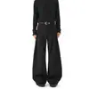 Pantalones negros casuales fluidos para primavera, pantalones casuales de pierna recta adelgazantes de corte limpio, pantalones holgados de talla grande estilo coreano