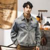 Chaqueta vaquera de trabajo retro americana para hombre, otoño 2024, nueva marca de moda Plutton, elegante, holgada, informal y a la moda.