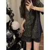 5095 Cardigan Estampado de Leopardo Doble Corto 2026 Verano Nuevo Estilo Pijama Mujer Estilo Celebridad de Internet Versión Coreana Manga Corta Conjunto de Ropa para el Hogar