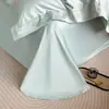 Juego de cuatro piezas de alta gama, alta densidad de hilos, 100% algodón de fibra larga, color sólido, estilo de lujo ligero, bordado, juego de sábanas ajustables 100% algodón
