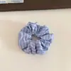 Goma para el pelo tipo scrunchie de tela a rayas azules y blancas estilo coreano, Accesorio para el cabello refrescante y versátil para niñas, Adecuado para coletas y moños