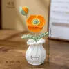 Maceta de lana tejida a ganchillo con amapola, producto terminado con jarrón tejido, decoración de escritorio, regalo creativo, suministro al por mayor