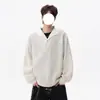 Hoodie Masculino Outono Textura Americana Nicho Sensação Falso Duas Peças Gola Lapela Patchwork Casual de Alta Qualidade Manga Longa