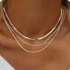 Estilo Bohemio Transfronterizo Europeo y Americano Cadena Plana Apilada Gargantilla Europea y Americana Moda Femenina de Moda Cadena de Metal con Forma de Hoja Collar