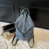 Mochila Feminina Estilo Coreano de Nicho 2025 Nova Bolsa de Jeans Lavado Grande Capacidade Mochila Saco Personalizada Tendência