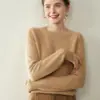 Baicai Rong 26 Outono/Inverno Cashmere Feminino Gola Redonda Ombro Raglã Cor Sólida Suéter Solto Afinando Malha Camada de Base Top