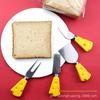 Faca de queijo garfo de queijo faca de manteiga cabo de cerâmica aço inoxidável gourmet talheres mini faca garfo balanço raquete ferramenta atacado