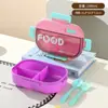Caja de almuerzo compartimentada simple de acero inoxidable 304 para estudiantes con juego de cubiertos (tenedor y cuchara) y vaso de plástico para almuerzo