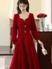 Vestido Vermelho Toast para a Noiva 2026 Novo Modelo Vestido de Noiva Casamento Noivado Festa Vestido de Uso Diário de Alta Qualidade