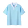 Comercio Exterior Amazon Europeo y Americano 240g Grueso Libra Estilo Preppy Contraste Media Cremallera Marca de Moda Cuello Camisero Manga Corta Camisa Polo en Stock