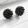 Brincos de Flor de Bola Tecida Feitos à Mão Frescos e Simples, Versáteis e de Alto Padrão, Brincos Stud Minimalistas e Modernos, Acessórios de Orelha Elegantes e Delicados