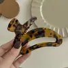 Pinça de Ácido Acético Coreana, Pinça com Estampa de Leopardo Escuro, Pinça Grande Elegante e Simples, Presilha para Cabelo da Nuca, Presilha Tubarão