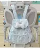 Mochila con cordón de lunares y lazo de alta costura estilo japonés, moderna y ligera para salir, para niñas.