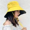 Chapéu Protetor Solar Feminino Primavera e Verão Estilo Coreano Estudante Chapéu de Pescador Dupla Face Dobrável Chapéu de Guarda-sol de Aba Grande ao Ar Livre