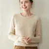 Baicai Rong Novo Estilo Outono/Inverno Tricô de Ponto Trançado Gola Redonda Caxemira Feminino Simples Fashionável Tendência Suéter Manga Longa Tricô Camada de Base