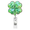 Festival Irlandés Acrílico Verde Carrete Retráctil Giratorio para Insignia Festival Médico Regalo Soporte para Insignia de Identificación Hebilla de Tirón Fácil