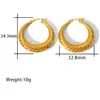 Comercio exterior transfronterizo superventas simples retro moda liso plisado geométrico clásico oro real 18K acero inoxidable aretes