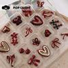 Ankora Serie Rojo Vino Aleación DIY Arco Pequeño Colgante DIY Pulsera Hecha a Mano Collar Aretes Accesorios con Cuentas
