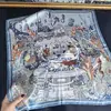 Pañuelo de Seda Pura Mundo Submarino de Seda de Hangzhou, Seda de Morera Genuina, Pañuelo de Cuello de Verano para Mujer, Accesorio de Alta Gama, Pañuelo Cuadrado de 70