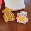 Estilo Chinês Deus da Riqueza Gato da Sorte Ímã de Geladeira de Metal Desenho Animado Fofo Magnético Criativo Personalizado Presente Decorativo Lembrança
