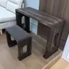 Mesa e Tamboretes Guqin Feitos de Madeira Maciça de Paulownia Queimada, Mesa de Caligrafia Chinesa Zen, Mesa de Chá Estilo Antigo, Mesa e Tamboretes Guqin de Ressonância