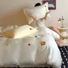 Juego de Cuatro Piezas Bordado Lf Grado 60S Lenzing Tencel Manzana Estrella Refrescante Amigable con la Piel Suave Lyocell Ropa de Cama