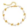 Pulsera de Perlas Personalidad Nudo Cuenta Redonda Dorada Diseño Tubo de Cobre Cuentas de Transferencia Joyería de Buena Suerte Chapado en Oro Verdadero de 18K