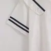 Ropa de Verano 2025 Estilo Japonés Estilo Fresco Pequeño Cuello Azul Marino Cárdigan para Mujer Camisa de Manga Corta Estilo JK Tops Venta al por Mayor