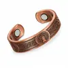 Conjunto de Pulseira e Anel Magnéticos Mais Vendidos Transfronteiriços, Pulseira Magnética com Design de Flor, Joia Unissex Estilo Retrô Escovado de Cobre Vermelho Antigo